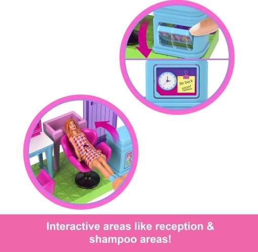 Barbie Mini BarbieLand Collectible Hair Salon Playset with 1.5-Inch Doll, Style Station with Mirror, Shampoo Area and Reception Desk for Storytelling Play - 3