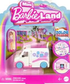 Barbie Mini BarbieLand Doll & Toy Vehicle Set with 1.5-inch Doll, Color-Change Care Clinic Vehicle & Medical Office - 1