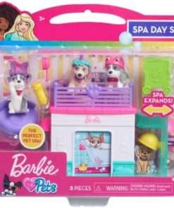 Barbie Pets Spa Day Playset, 8 Piece Connectible Playset with Pet Figures and Accessories, Kids Toys for Ages 3 Up by Just Play - 1