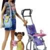 Barbie Skipper Babysitters Inc 2 Dolls & Accessories Set with Brunette Skipper Doll, Small Doll & Bouncy Stroller (Amazon Exclusive) - 1