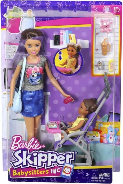 Barbie Skipper Babysitters Inc 2 Dolls & Accessories Set with Brunette Skipper Doll, Small Doll & Bouncy Stroller (Amazon Exclusive) - 7