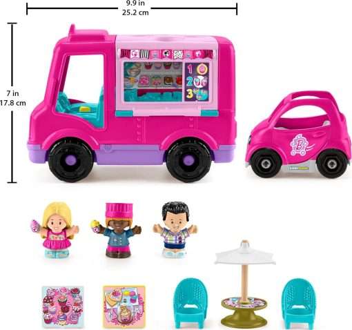 Fisher-Price Little People Barbie Toddler Toy Cupcake Truck Musical Playset with 9 Pieces for Pretend Play Kids Ages 18+ Months (Amazon Exclusive) - 6