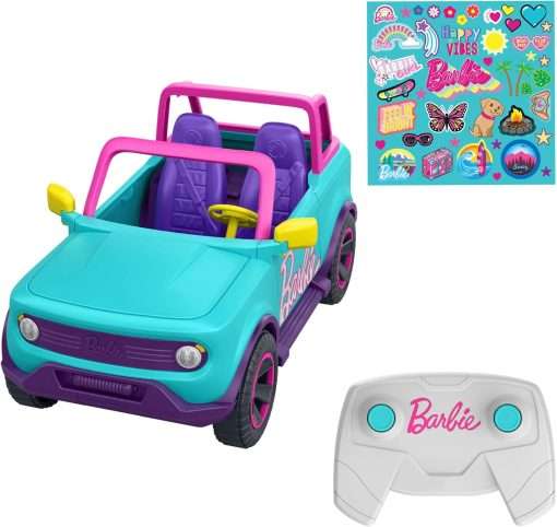 Hot Wheels Barbie RC SUV, Remote-Control Pink Vehicle That Fits 2 Fashion Dolls & Accessories, Includes Kid-Applied Stickers for Customization - 1