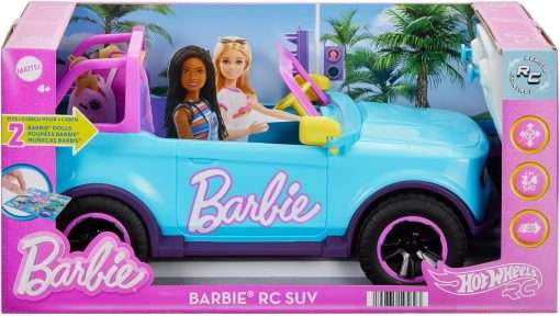 Hot Wheels Barbie RC SUV, Remote-Control Pink Vehicle That Fits 2 Fashion Dolls & Accessories, Includes Kid-Applied Stickers for Customization - 7
