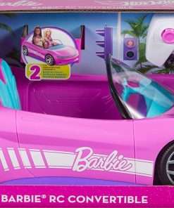 Hot Wheels Barbie RC Toy Car, Remote-Control Pink Convertible, Can Hold 2 Barbie Fashion Dolls & Trunk Opens for Storage, Sticker Sheet for Customizing - 7