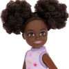 Barbie Chelsea Doll, Small Doll Wearing Removable Purple Floral Dress & Pink Shoes with Space Buns & Brown Eyes - 2