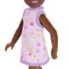 Barbie Chelsea Doll, Small Doll Wearing Removable Purple Floral Dress & Pink Shoes with Space Buns & Brown Eyes - 5