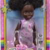 Barbie Chelsea Doll, Small Doll Wearing Removable Purple Floral Dress & Pink Shoes with Space Buns & Brown Eyes - 6