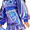 Barbie Deluxe Style Doll #7 in Metallic Blue Top and Skirt, Wavy Brown Hair, Accessories Like Silvery Jewelry, Crystal Handbag and Sunglasses - 6