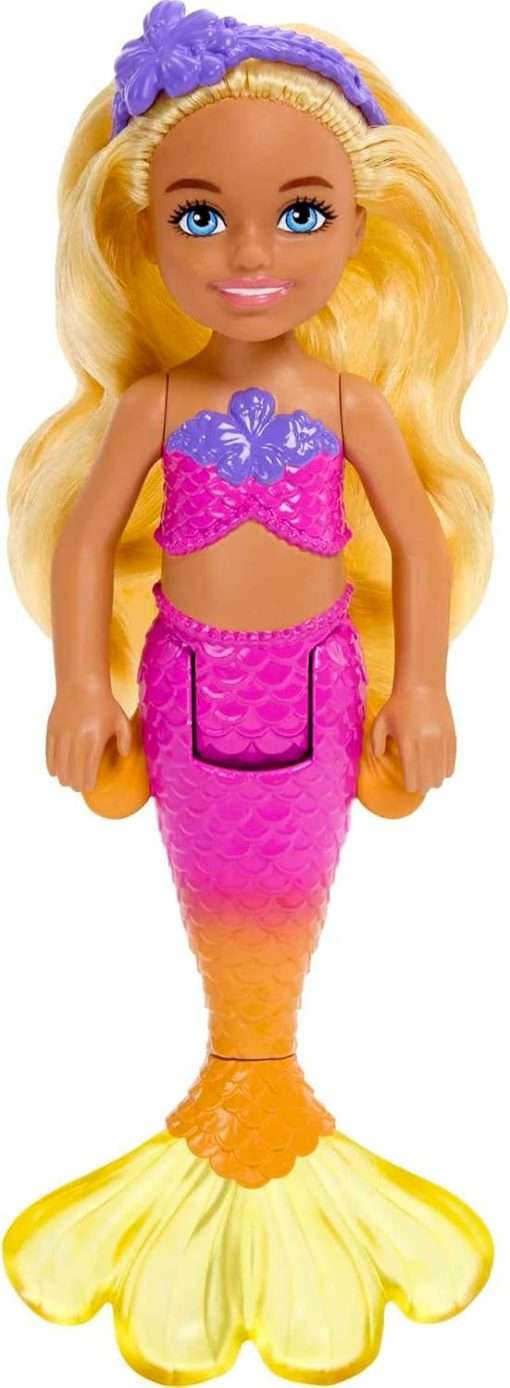 Barbie Dreamtopia Chelsea Mermaid Small Doll with Removable Hair Accessory, Wavy Blonde Hair & Ombre Tail, Bends at Waist - 1