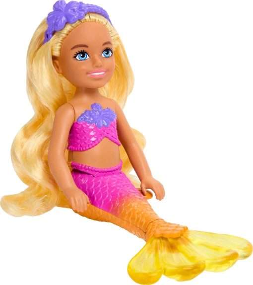Barbie Dreamtopia Chelsea Mermaid Small Doll with Removable Hair Accessory, Wavy Blonde Hair & Ombre Tail, Bends at Waist - 2