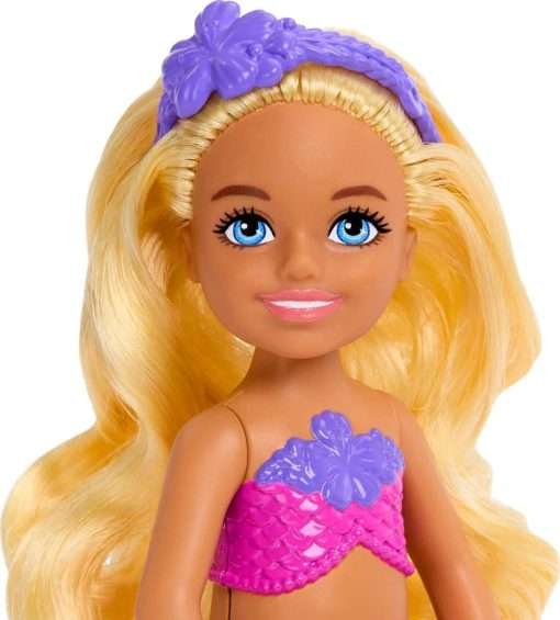 Barbie Dreamtopia Chelsea Mermaid Small Doll with Removable Hair Accessory, Wavy Blonde Hair & Ombre Tail, Bends at Waist - 3