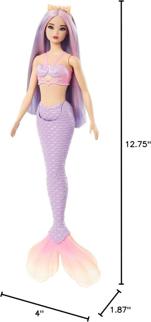 Barbie Mermaid Doll with Pink & Lilac Fantasy Hair & Headband Accessory, Toy with Shell-Inspired Bodice & Lavender Tail - 7