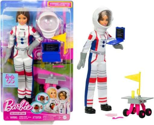 Barbie Careers Playset, 65th Anniversary Astronaut Set with Brunette Doll & 10 Accessories Including Rolling Rover & Space Helmet with Flipping Shield - 1
