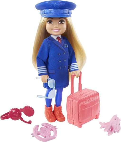 Barbie Chelsea Can Be Playset with Blonde Chelsea Pilot Doll, Luggage, Headset, Cockpit Wheel, Mini Plane, Glasses, Great Gift for Ages 3 Years Old & Up - 1