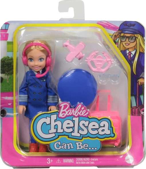 Barbie Chelsea Can Be Playset with Blonde Chelsea Pilot Doll, Luggage, Headset, Cockpit Wheel, Mini Plane, Glasses, Great Gift for Ages 3 Years Old & Up - 6