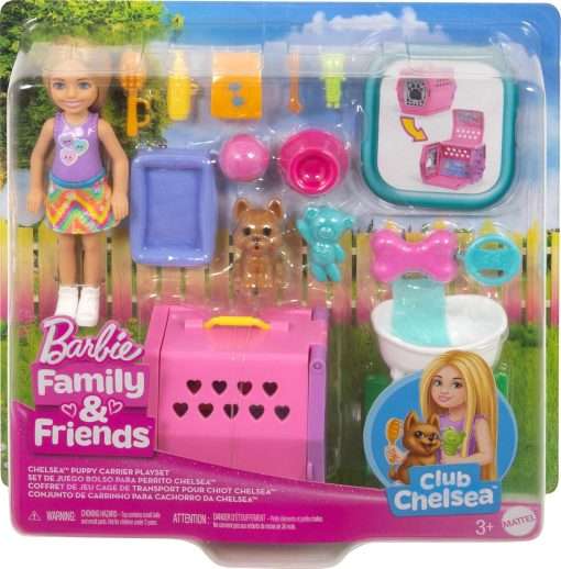 Barbie Chelsea Puppy Carrier Playset, Blonde Small Doll and Accessories, Dog Carrier with Puppy Themed Play Pieces - 8
