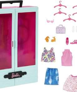 Barbie Closet Playset with 3 Outfits, Styling Accessories & Hangers, Mix & Match Clothes for 50+ Looks - 1