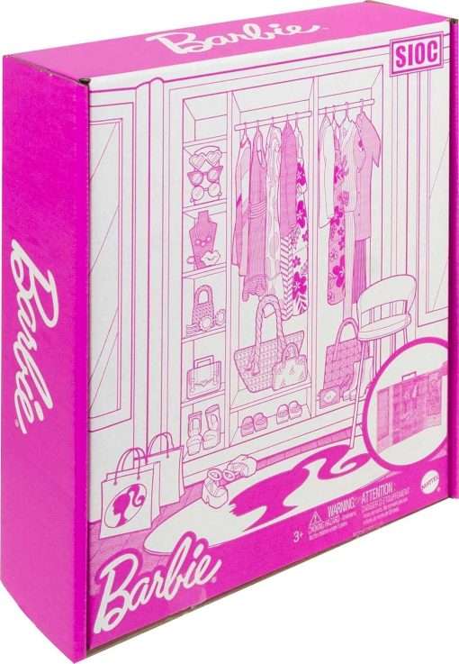 Barbie Closet Playset with 3 Outfits, Styling Accessories & Hangers, Mix & Match Clothes for 50+ Looks - 6