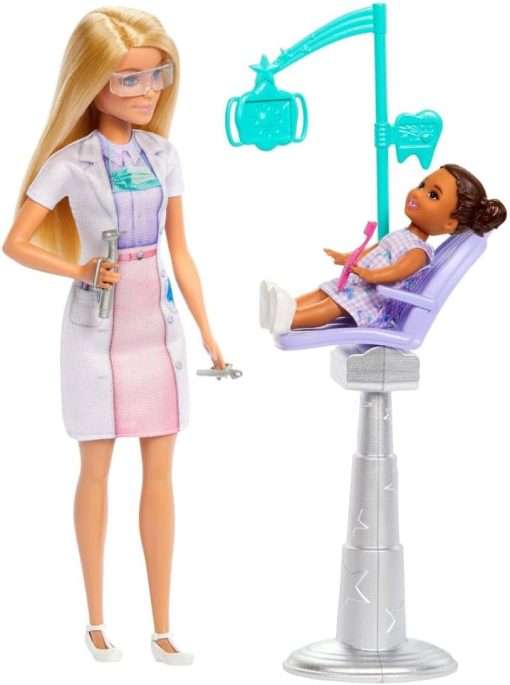 Barbie Dentist with Blonde Fashion Doll with Blue Dress and Lab Coat, 1 Kid Doll, Medical Doctor Furniture & Accessories - 1