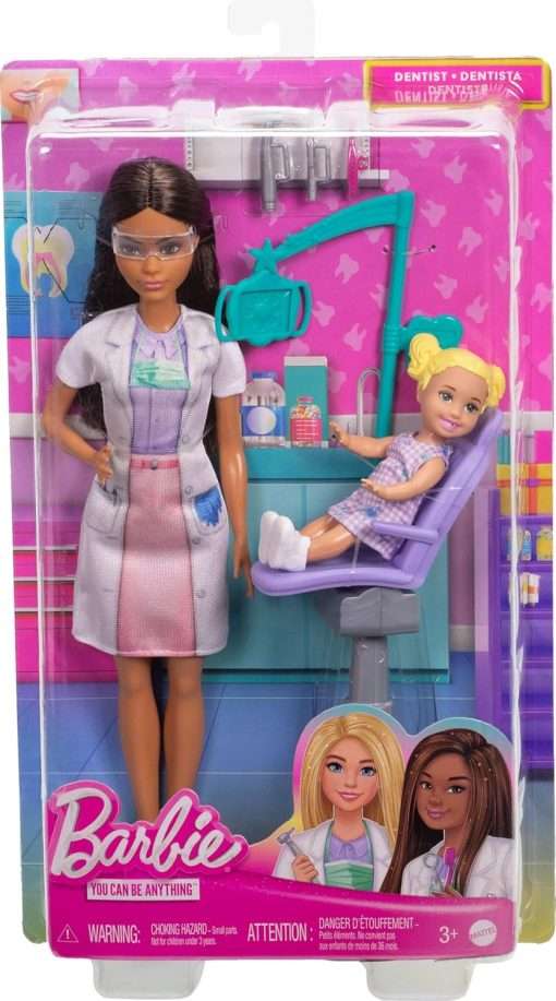 Barbie Dentist with Brunette Fashion Doll with Blue Dress and Lab Coat, 1 Kid Doll, Medical Doctor Furniture & Accessories - 6