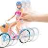 Barbie Doll & Bike Set with Accessories, Blonde in Rainbow Romper with Pink & Blue Bicycle, Helmet, Basket & Water Bottle - 2