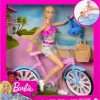 Barbie Doll & Bike Set with Accessories, Blonde in Rainbow Romper with Pink & Blue Bicycle, Helmet, Basket & Water Bottle - 7