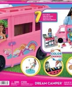 Barbie Dream Camper Playset with Roof Tent, Swing Chair, Fishing Pond, BBQ Grill with Color-Change Feature & 60+ Accessories Including Dough - 6