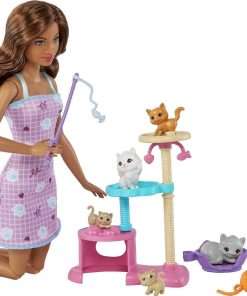 Barbie Kitty Condo Doll & Pets, Cat Tree Toy Playset with 5 Kitten Figures & Accessories - 1