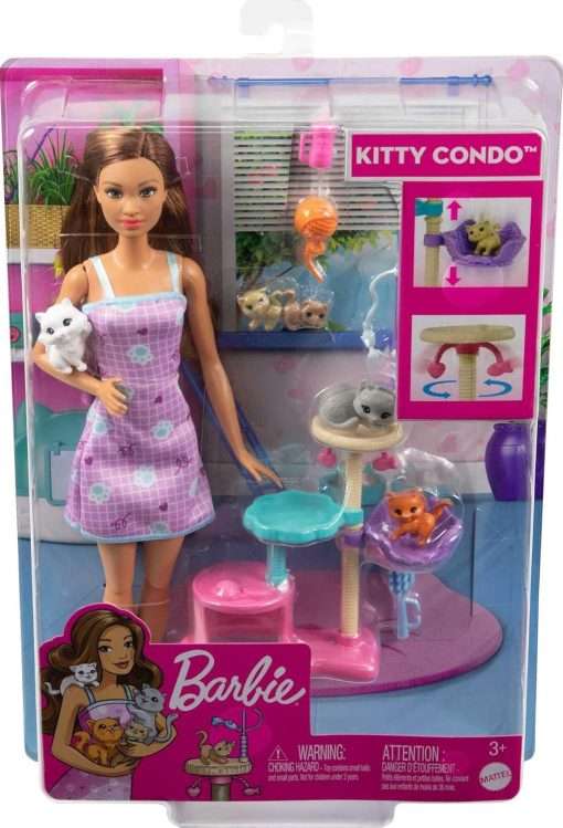 Barbie Kitty Condo Doll & Pets, Cat Tree Toy Playset with 5 Kitten Figures & Accessories - 7