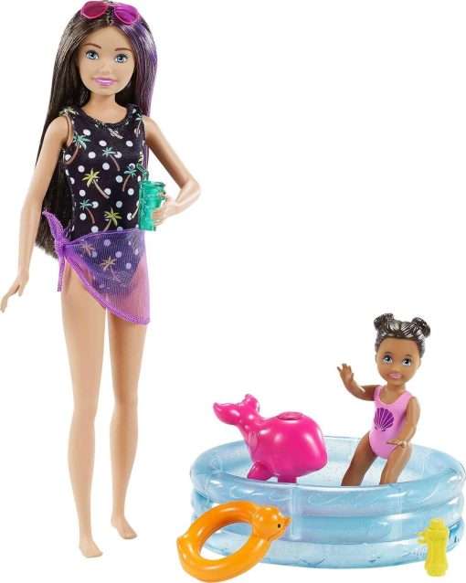 Barbie Skipper Babysitters Inc Playset with Skipper Doll, Color-Change Small Doll, Pool, Squirt Whale Toy & Accessories - 1