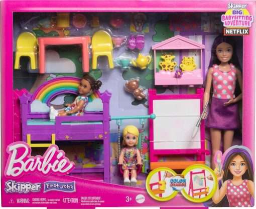Barbie Skipper First Jobs Daycare Playset, 3 Dolls, Furniture & 15+ Accessories, Includes Bunkbeds & Color-Change Easel - 7