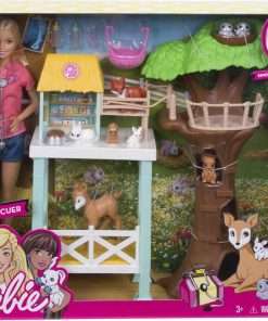 Barbie Vet Doll & Playset, Animal Rescuer Theme with 8 Wildlife Figures, Treehouse, Care Station, Rope Bridge & Accessories - 6
