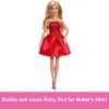 Barbie Mattel 80th Anniversary Ruby-Red Celebration Blonde Fashion Doll Wearing Red Dress with Silvery Shoes & Necklace, Collectible Toy - 2