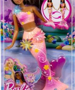Barbie Mermaid Toy Dolls with Surprise Magic Blooming Flowers Feature, Ombre Tails, Pearl Headband Accessory & Long Brown Hair with Purple Highlights - 6
