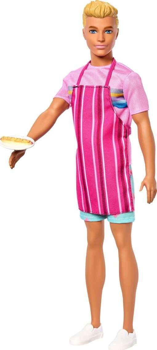 Barbie Mysteries- Beach Detectives Ken Doll Wearing Removeable Signature Outfit with Storytelling Accessories, Including Apron & Snacks - 1