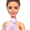 Barbie Careers Fashion Doll & Accessories, Brunette Ice Skater in Removable Pink Outfit with Ice Skates & Trophy - 3