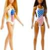 Barbie Doll Set for Kids - Bundle with American Swimsuit and Diverse Barbie Plus Stickers, More - Summer Beach Doll Pack for Girls, Boys - 2