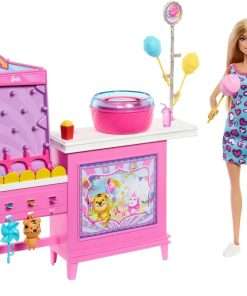 Barbie Mysteries- Beach Detectives Malibu” Doll & Cotton Candy Game Booth Playset with 20 Accessories Including Prizes - 1