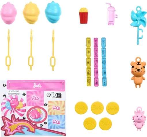 Barbie Mysteries- Beach Detectives Malibu” Doll & Cotton Candy Game Booth Playset with 20 Accessories Including Prizes - 2
