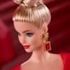 Barbie Signature Doll, Mattel 80th Anniversary Collectible in Glittery Red Tulle Gown with Drop Earrings and Sheer Gloves, Blonde Hair - 4