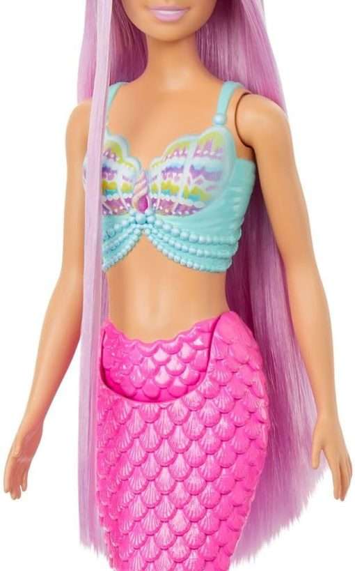 Barbie Mermaid Doll with 7-Inch-Long Pink Fantasy Hair & Colorful Accessories for Styling Play Like Headband & Barrettes - 3