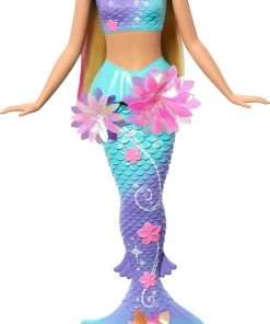 Barbie Mermaid Toy Dolls with Surprise Magic Blooming Flowers Feature, Ombre Tails, Pearl Headband Accessory & Long Blonde Hair with Pink Highlights - 1