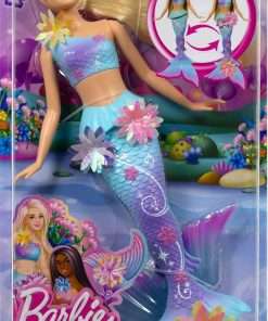 Barbie Mermaid Toy Dolls with Surprise Magic Blooming Flowers Feature, Ombre Tails, Pearl Headband Accessory & Long Blonde Hair with Pink Highlights - 6