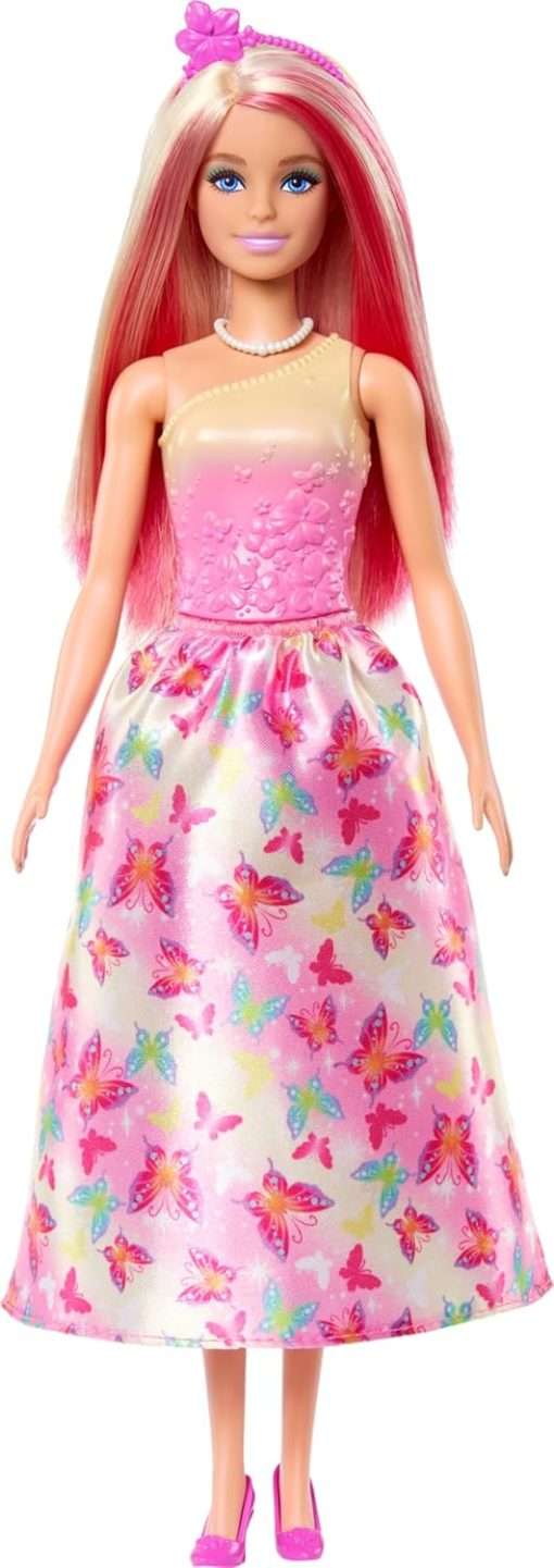 Barbie Royal Doll with Pink & Blonde Fantasy Hair, Colorful Accessories, Pink Ombre Bodice & Butterfly-Print Skirt - 6
