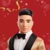 Barbie Signature 2025 Holiday Black Hair Ken Collectible Fashion Doll Wearing Full Suit with Golden Jacket in Displayable Packaging & Doll Stand - 2