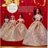 Barbie Signature 2025 Holiday Dark Brown Hair Fashion Doll Wearing Silver & Gold Gown, Seasonal Collector in Displayable Packaging & Stand - 6