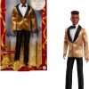 Barbie Signature 2025 Holiday Dark Brown Hair Ken Collectible Fashion Doll Wearing Full Suit with Golden Jacket in Displayable Packaging & Doll Stand - 1