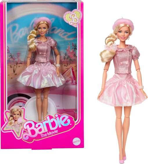 Barbie The Movie Doll, Margot Robbie as, Collectible Wearing Pink Blouse & Skirt Tutu Outfit, with Styled Hair & Matching Jewelry - 1