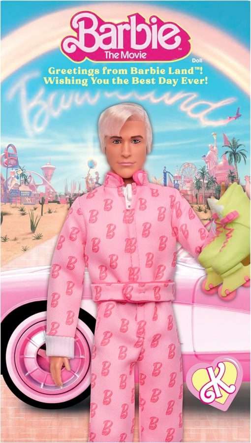 Barbie The Movie Ken Collectible Doll, Ryan Gosling as Ken Wearing Pink Jumpsuit with “B” Detail with White Sneakers and Multicolor Roller Skates - 6